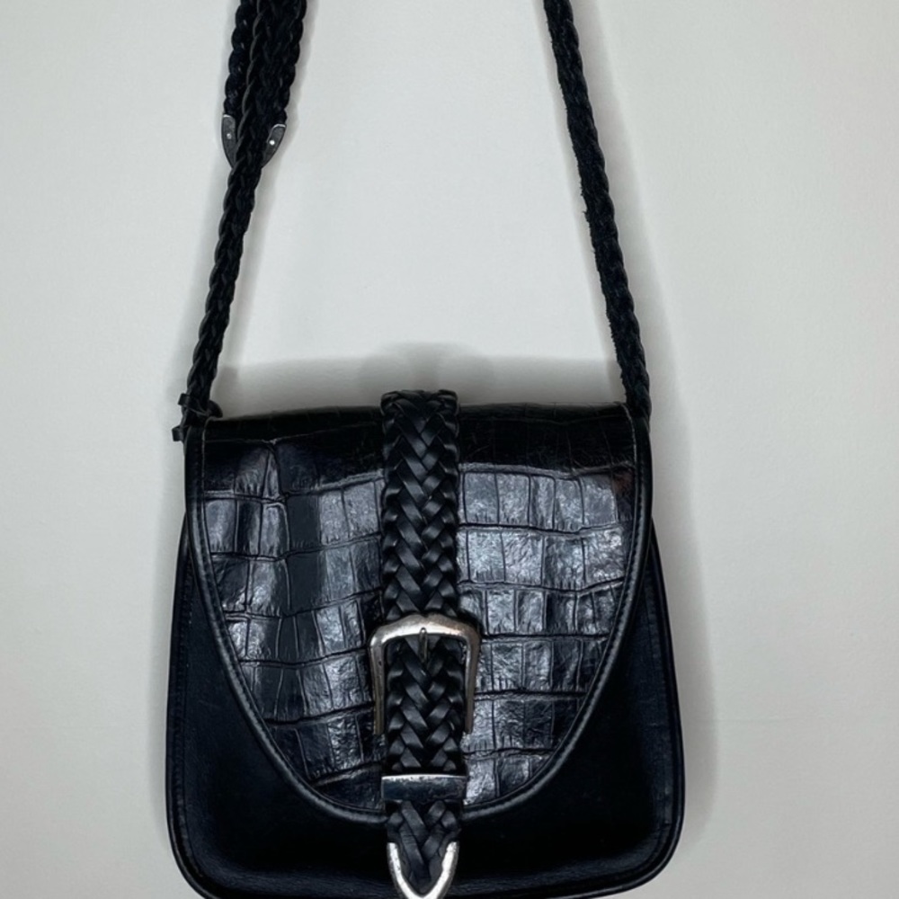 Brighton Black Braided Crossbody Bag